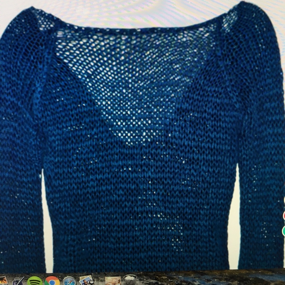 Theory teal blue open knit sweater.